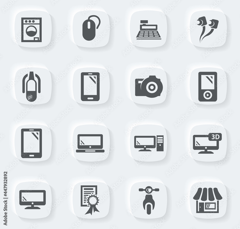 Supermarket electronic icons set Supermarket electronic icons set