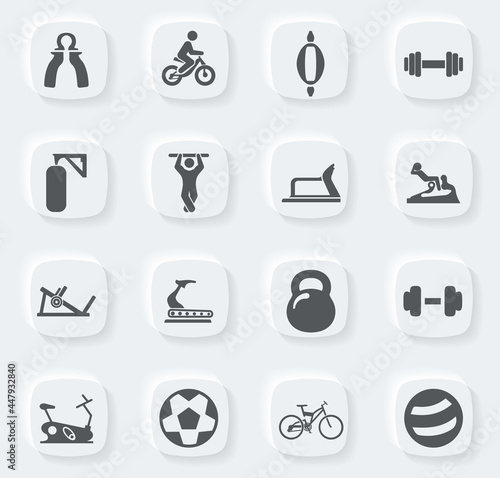 Sport equipment icons set