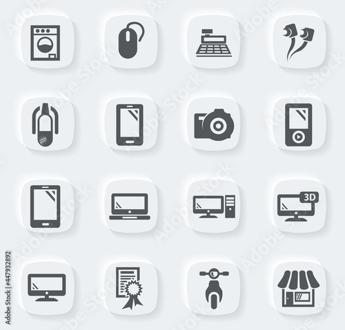 Supermarket electronic icons set