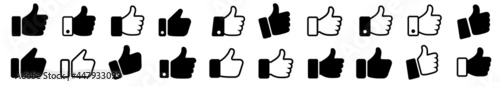 Set thumb up icon vector. Finger up symbol. I like sign isolated on white background - vector illustration photo
