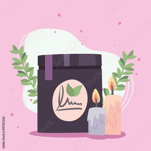 Spa center jar and candles