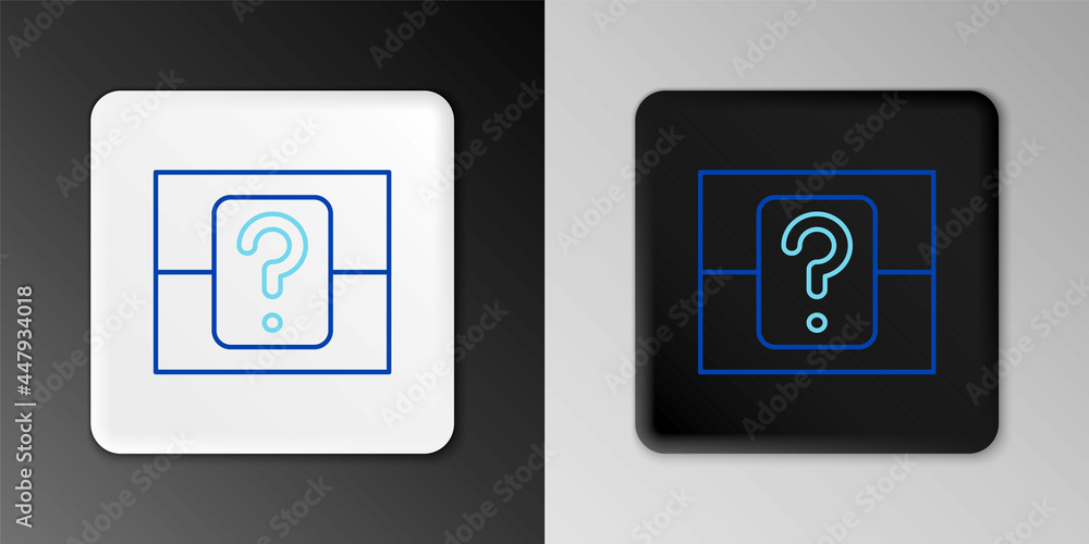 Line Mystery box or random loot box for games icon isolated on grey background. Question box. Colorful outline concept. Vector Line Mystery box or random loot box for games icon isolated on grey background. Question box. Colorful outline concept. Vector