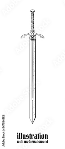 medieval sword isolated on white background