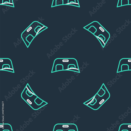 Line Car windscreen icon isolated seamless pattern on black background. Vector