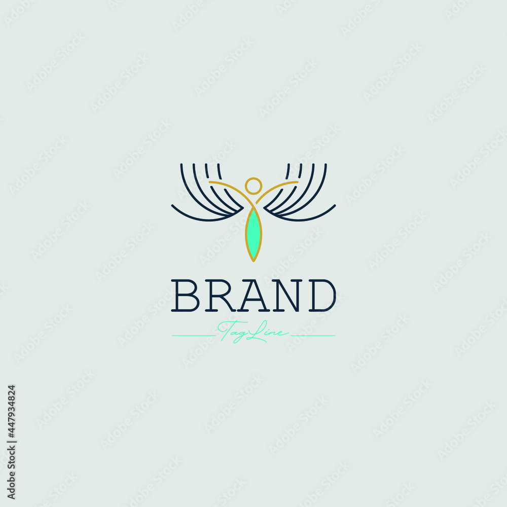Necklace Fairy Wings-Hands vector Logo
