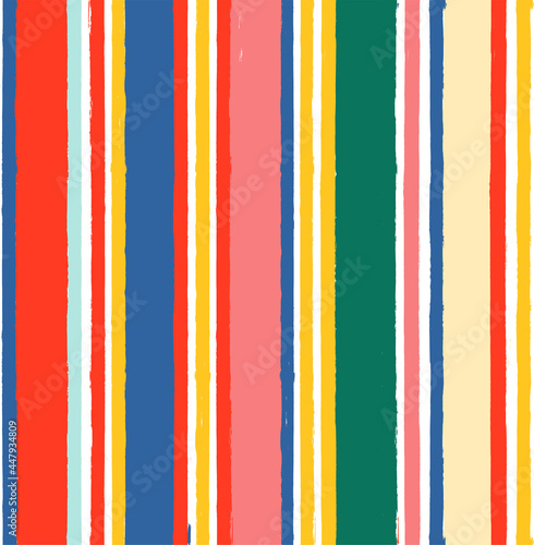 Seamless stripe Pattern, Hand drawn stripes modern vector background. Girly brush stroke, grunge paint lines, watercolor illustration
