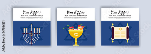 Happy yom kippur. Vector banners for social media posts, postcards, greeting cards, and posters.