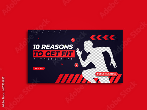 gym youtube thumbnail and web banner template design