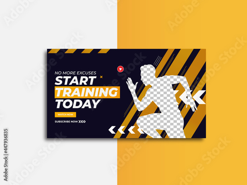 Fitness gym training class thumbnail design for youtube