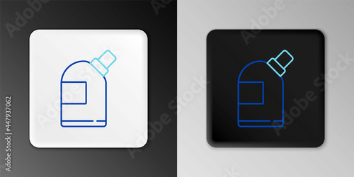 Line Plastic bottles for laundry detergent, bleach, dishwashing liquid or another cleaning agent icon isolated on grey background. Colorful outline concept. Vector