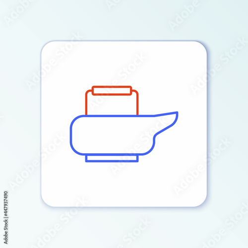 Line Bedpan icon isolated on white background. Toilet for bedridden patients. Colorful outline concept. Vector