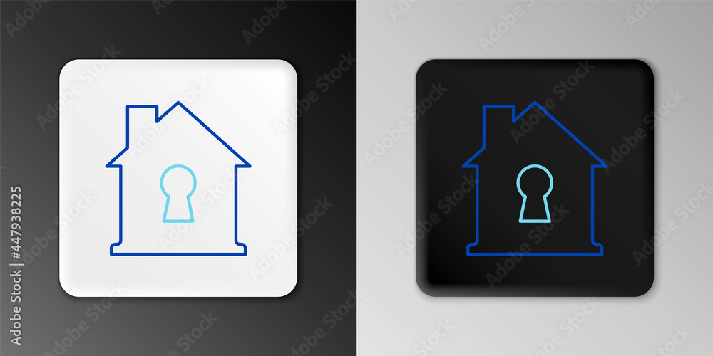 Line House under protection icon isolated on grey background. Home and shield. Protection, safety, security, protect, defense concept. Colorful outline concept. Vector Line House under protection icon isolated on grey background. Home and shield. Protection, safety, security, protect, defense concept. Colorful outline concept. Vector