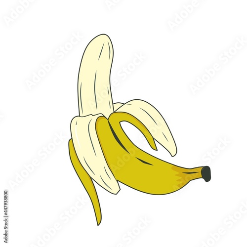 Vector of a banana peeled in half.