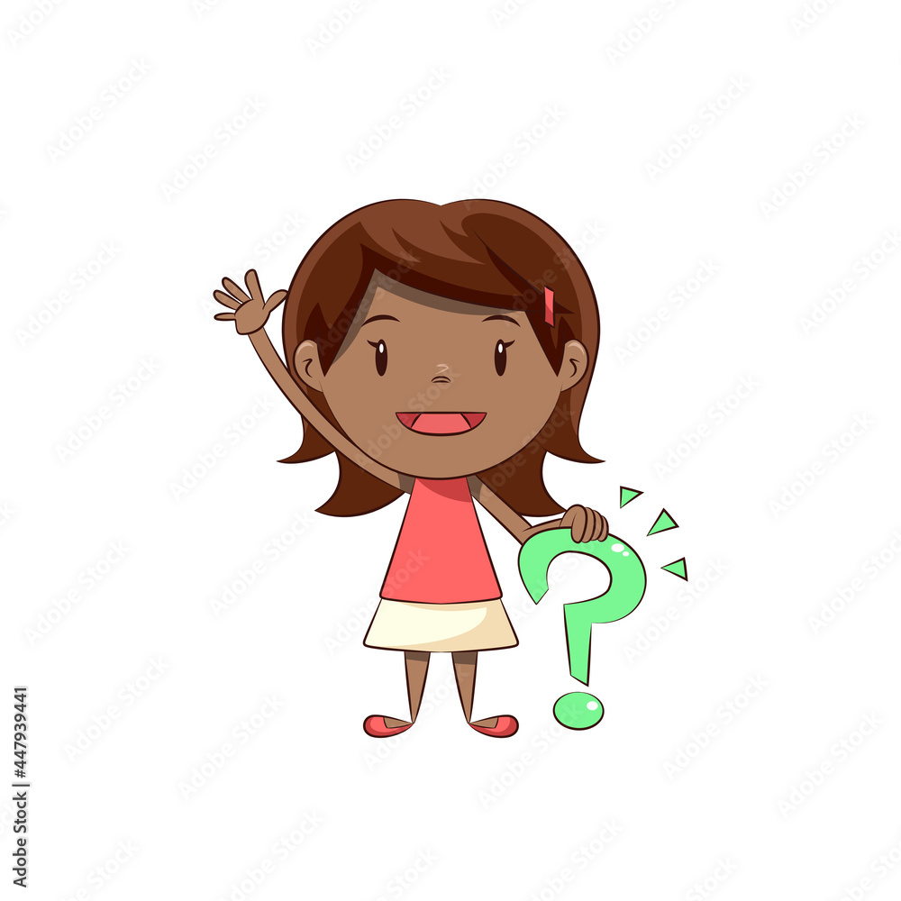Little girl asking, happy cute child raising hand Little girl asking, happy cute child raising hand
