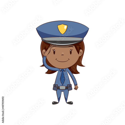 Police officer, happy cute little girl