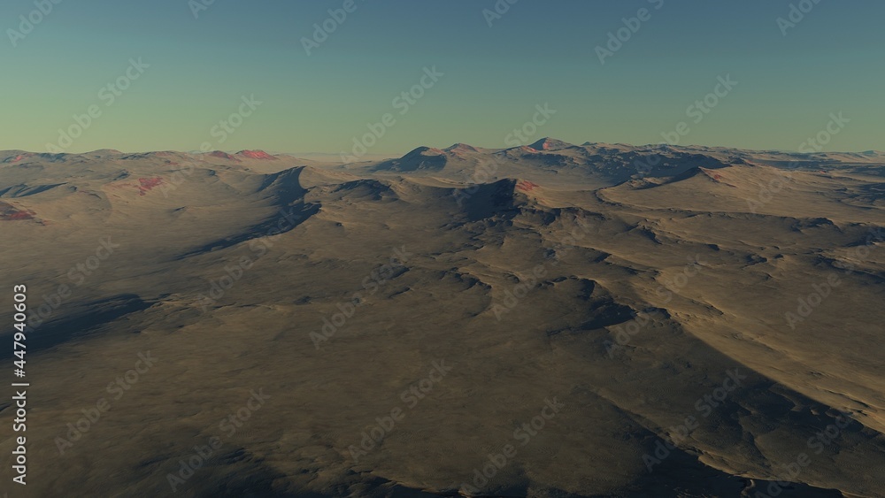 alien planet landscape, view from a beautiful planet