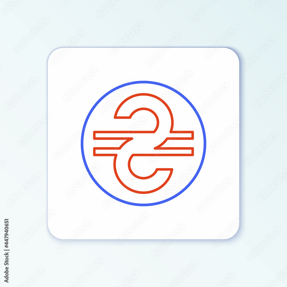 Line Ukrainian hryvnia icon isolated on white background. Colorful outline concept. Vector