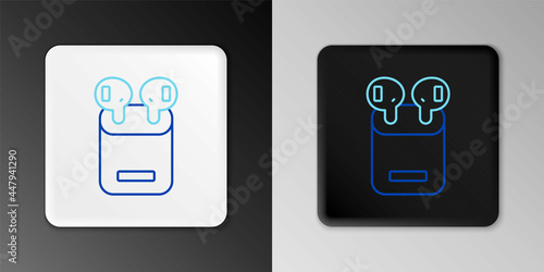 Foto Line Air headphones in box icon isolated on grey background