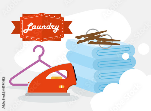 Laundry towels iron hanger and clothespins