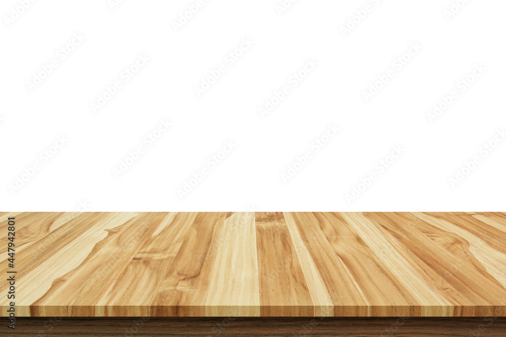 empty wooden table top isolated on white background, used for montage your products empty wooden table top isolated on white background, used for montage your products