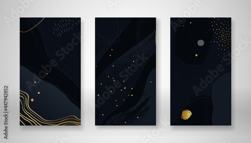 Set of dark blue mobile pho...