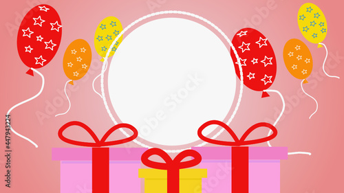 gift box with balloons and empty space for text editing 