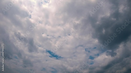 Gray white clouds floating across the blue sky