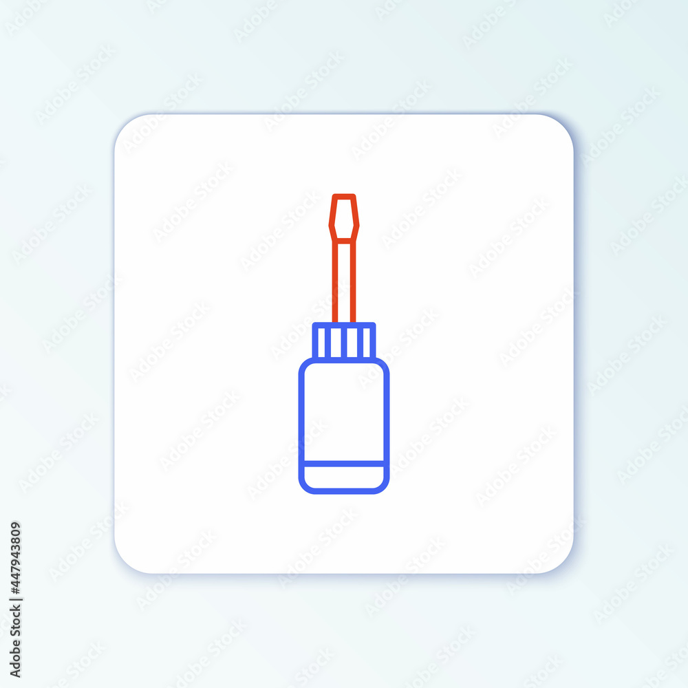 Line Screwdriver icon isolated on white background. Service tool symbol. Colorful outline concept. Vector Line Screwdriver icon isolated on white background. Service tool symbol. Colorful outline concept. Vector