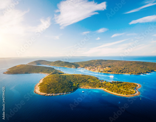 Incredible view of Ilovik island from Losinj island. Location Kvarner Gulf, Croatia, Europe. photo