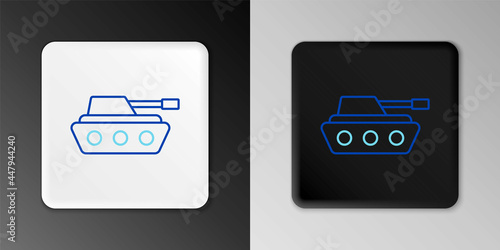 Line Military tank icon isolated on grey background. Colorful outline concept. Vector