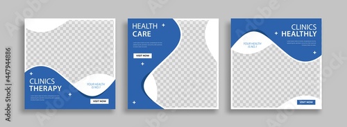 Clinic healthy care Editable minimal square banner template with geometric shapes for social media post, story and web internet ads. Vector illustration