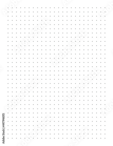 Graph paper. Printable dotted grid paper on white background. Geometric abstract dotted transparent illustration with dots for school, notebook, diary, notes, print. Realistic paper blank size Letter