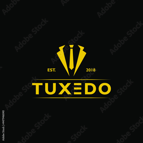 Elegant tuxedo men suit logo design