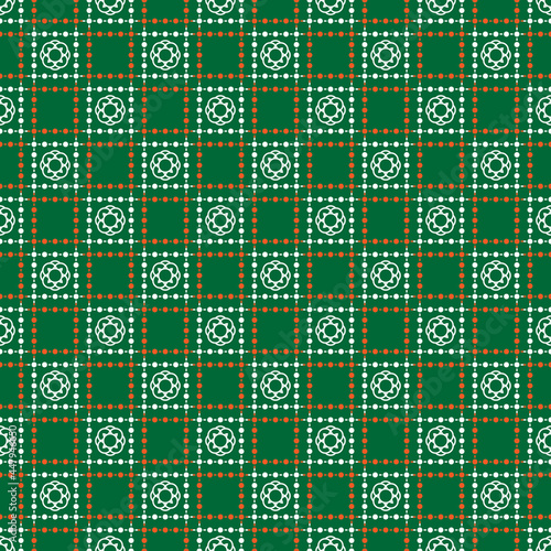 Abstract square dot patterns on green background, Abstract vector wallpaper, Seamless pattern background.