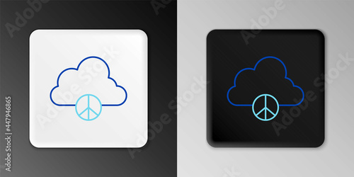 Line Peace cloud icon isolated on grey background. Hippie symbol of peace. Colorful outline concept. Vector