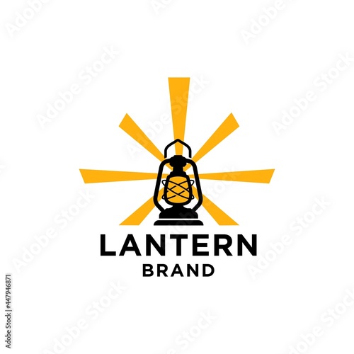 Gas Lantern lamp with bright light logo icon Vector design Illustration in simple style.