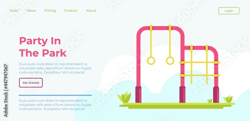Party in park, sports equipment for outdoors web