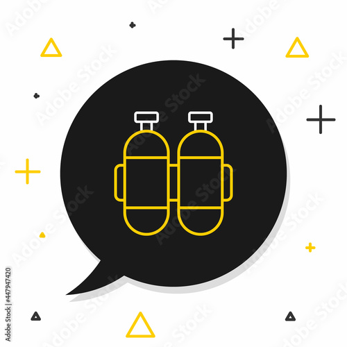 Line Aqualung icon isolated on white background. Oxygen tank for diver. Diving equipment. Extreme sport. Diving underwater equipment. Colorful outline concept. Vector