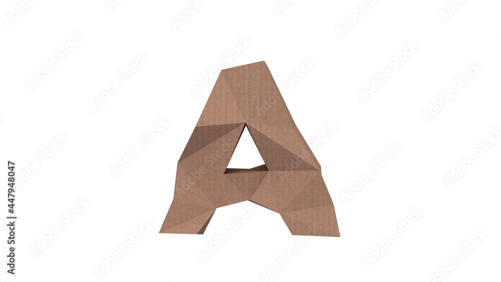 Fototapeta premium Low Polygon Cardboard text typeface A