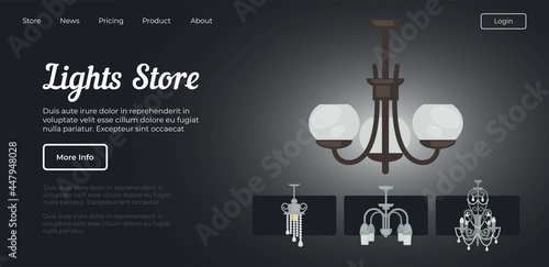 Lights store, shop with lamps and chandeliers
