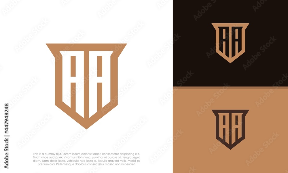 Initials A. AA logo design. Initial Letter Logo. Shield logo. Initials A. AA logo design. Initial Letter Logo. Shield logo.