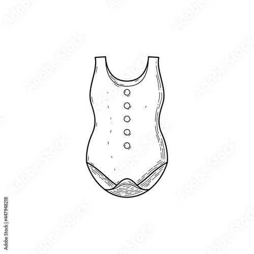 Abstract Hand Drawn Baby Bodysuit Wear Doodle Concept Vector Design Outline Style On White Background Isolated Child Children Cloth