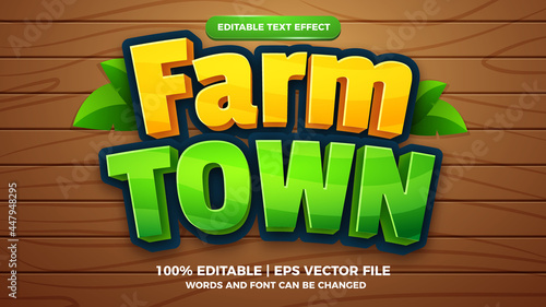 Farm town cartoon comic game editable text effect style template