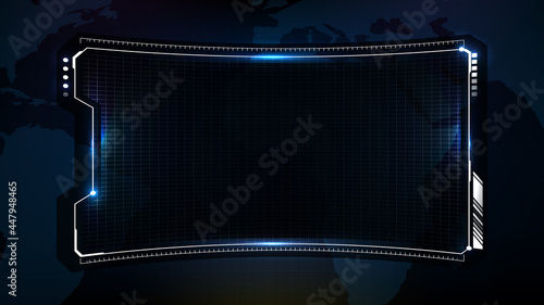 abstract futuristic background of blue technology sci fi frame, hud ui topic, lower third button bar