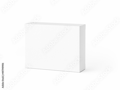 White blank box for drug or other goods isolated on white background. Realistic 3d illustration