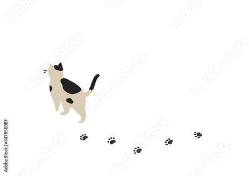 歩く猫の後ろ姿-ブチ猫