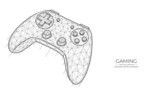 Gaming concept. Joystick for video games low poly design. Polygonal vector illustration of a game controller on a white background.