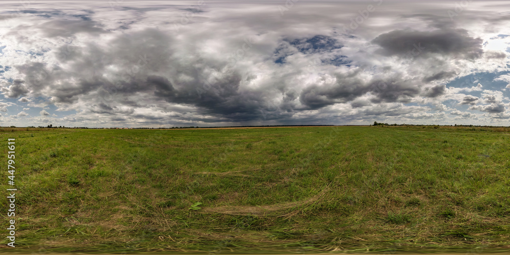 full seamless spherical hdri panorama 360 degrees angle view among field in summer day with awesome clouds before storm in equirectangular projection, ready for VR AR virtual reality content full seamless spherical hdri panorama 360 degrees angle view among field in summer day with awesome clouds before storm in equirectangular projection, ready for VR AR virtual reality content