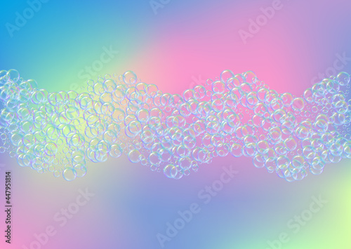 Soap bubble. Detergent bath foam and suds for bathtub. Shampoo.
