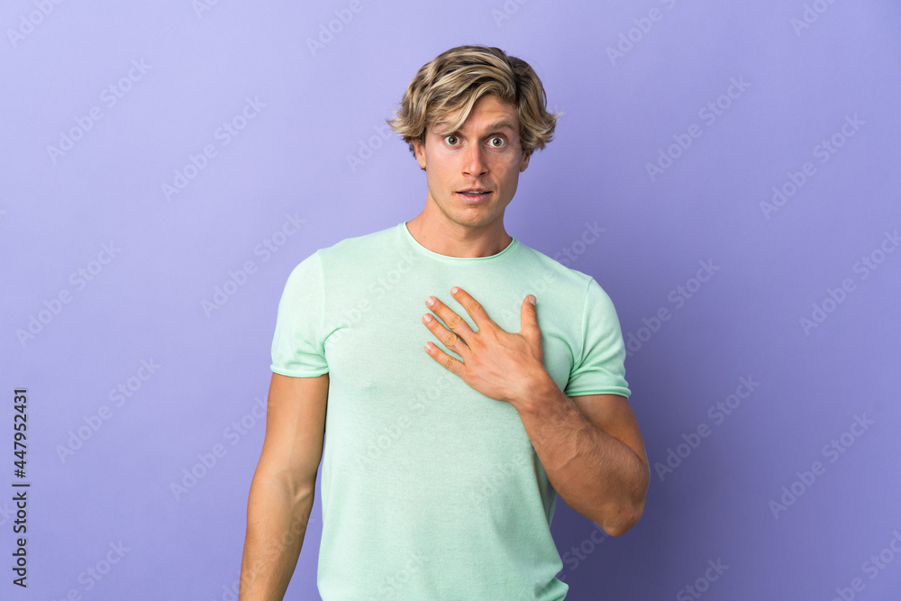 English man over isolated purple background pointing to oneself English man over isolated purple background pointing to oneself